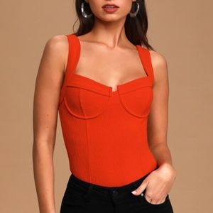ASTR Angela Bright Red Underwire Bodysuit - Small